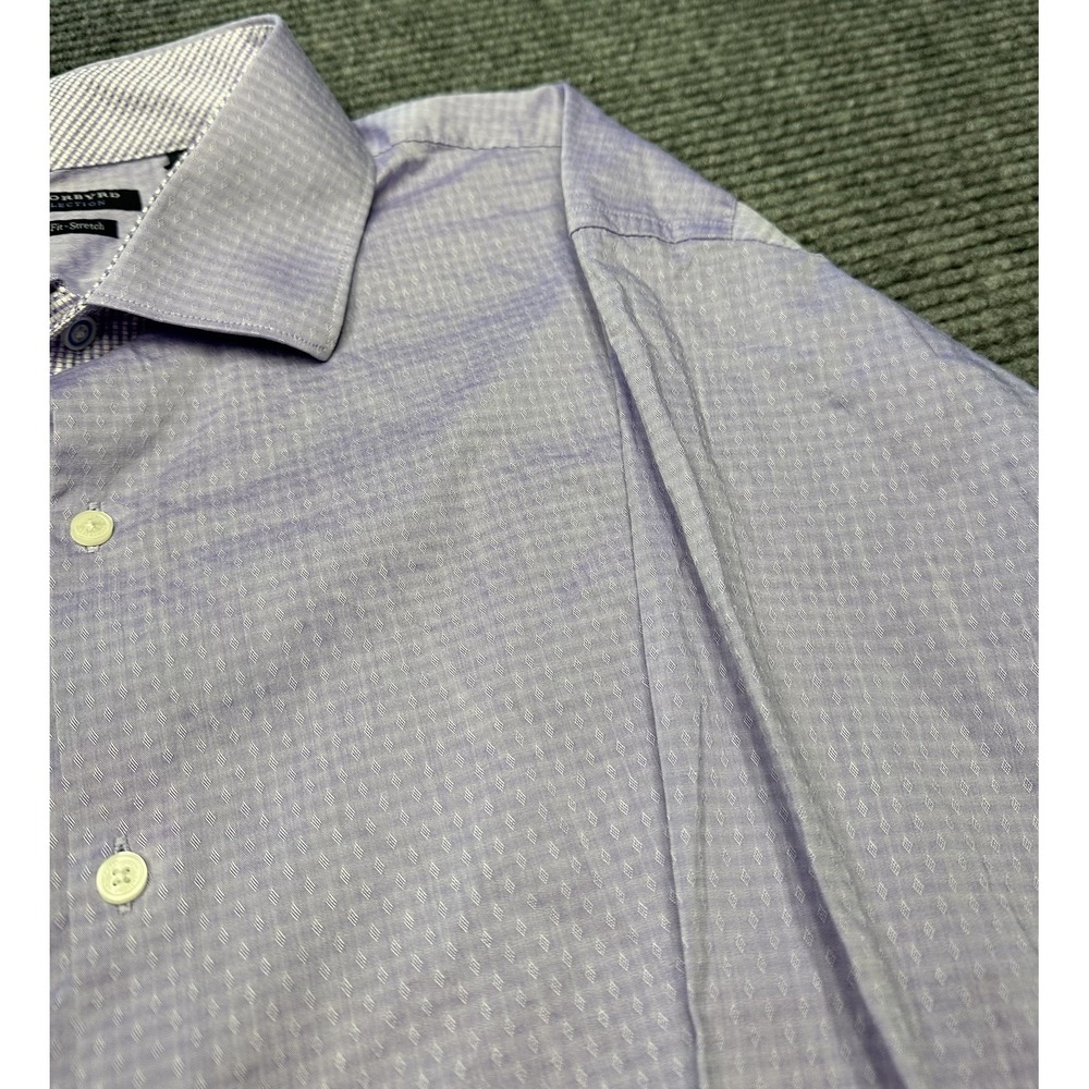 TailorByrd Shirt Mens 18 34/35 Purple Trim Fit Stretch Button Down Dress